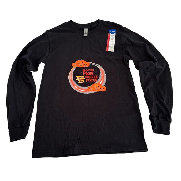 Hocus Pocus I Need Coffee Graphic T-Shirt Men Size Small Black 100% Heavy Cotton - Picture 1 of 4